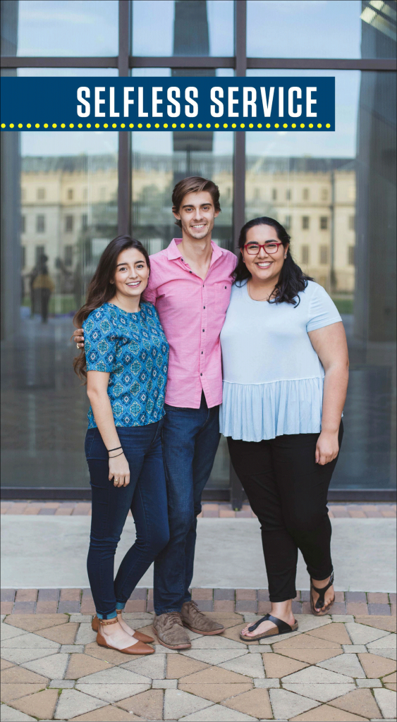 Laura Cusguen (left), Eric Williams (center) and Yanitza Costilla representing Selfless Service.