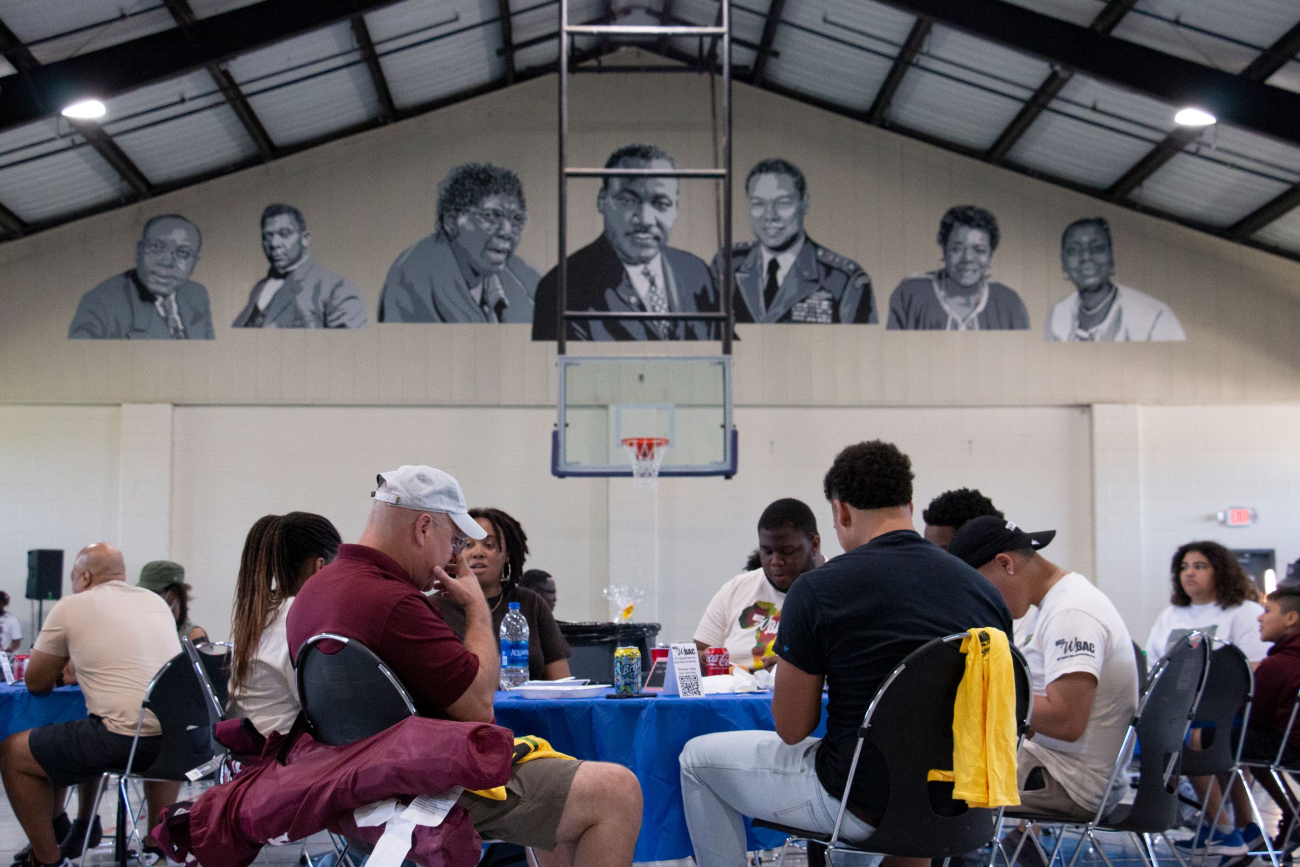 Enjoying some food and conversation during the 2022 Black Aggie Family BBQ.